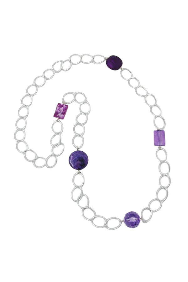 Necklace Wide Curb Chain Lilac Pearl 100cm - GL06144