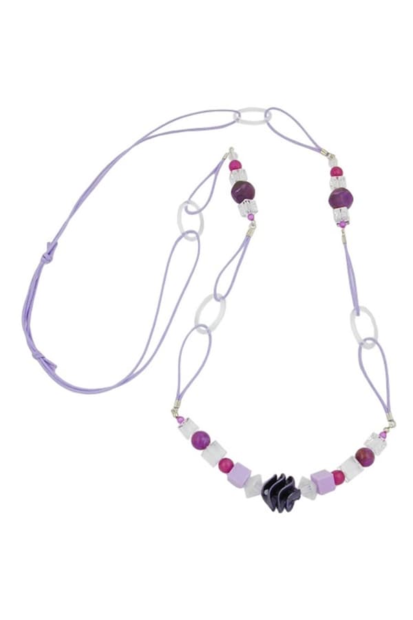 Necklace Spiral Pearl Purple 100cm - GL05364