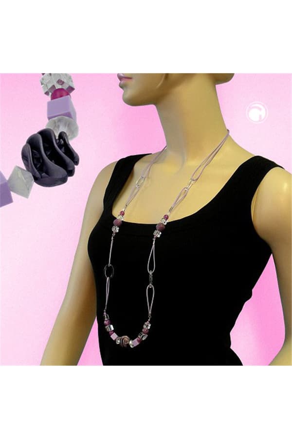 Necklace Spiral Pearl Purple 100cm - GL05364