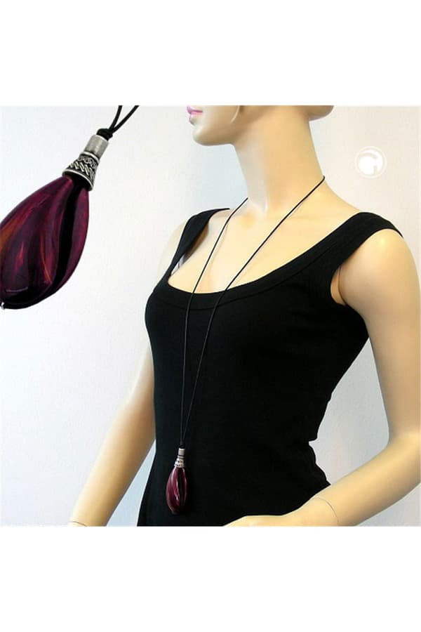 Necklace Drop Purple Marbled - GL04406