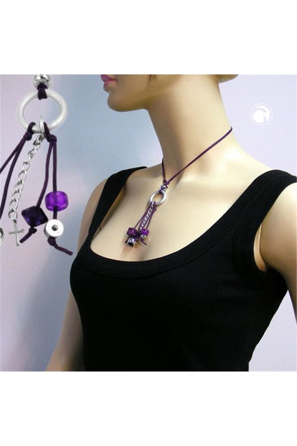 Necklace Grey Beads 90cm - GL02740