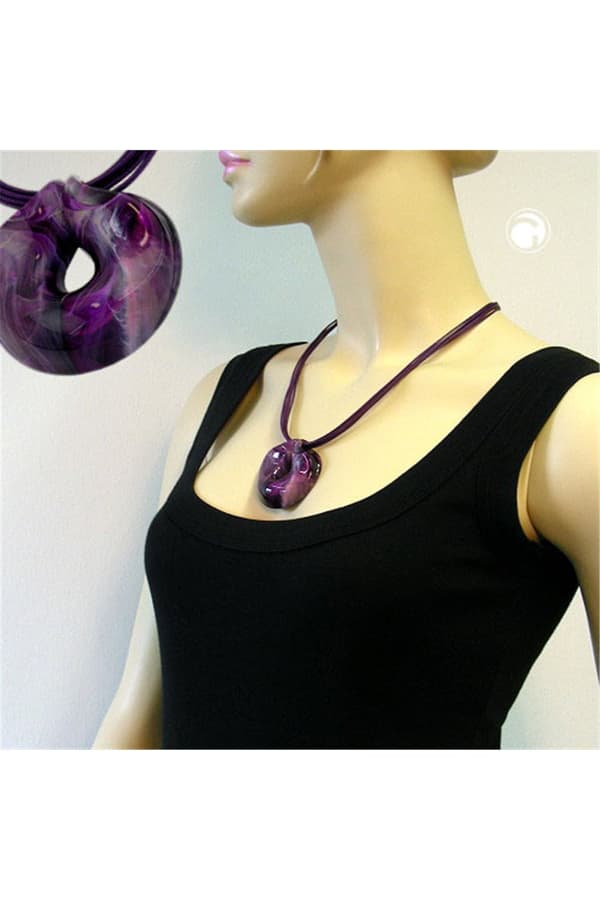 Necklace Amulett Lilac Marbled 55cm - GL02722