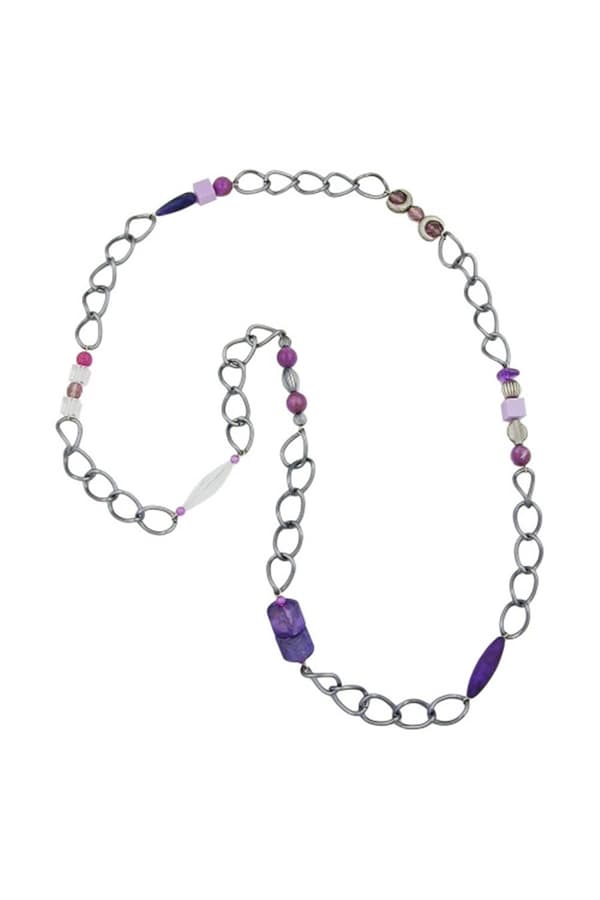 Necklace Purple Beads 95cm - GL02599