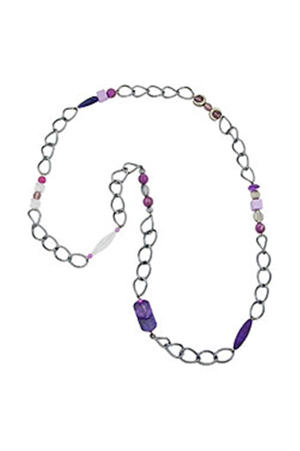 Necklace Purple Beads 95cm - GL02599
