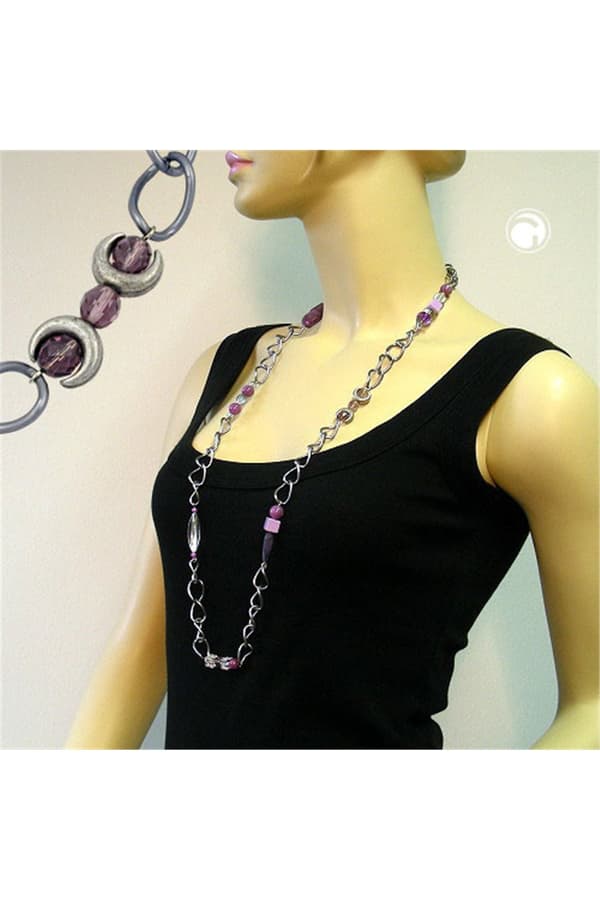 Necklace Purple Beads 95cm - GL02599
