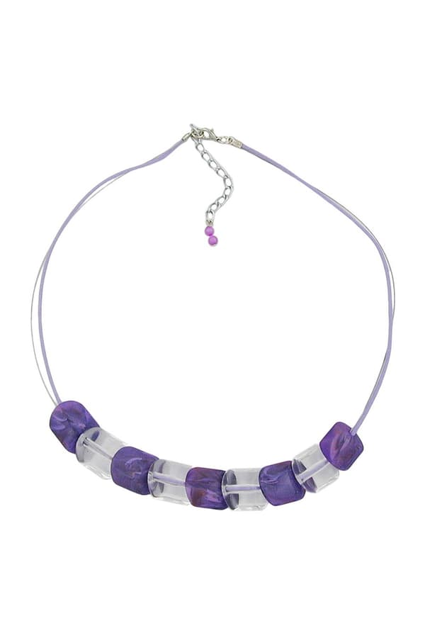 Necklace Slanted Bead Lilac-Crystal Cord Light Lilac - GL02598