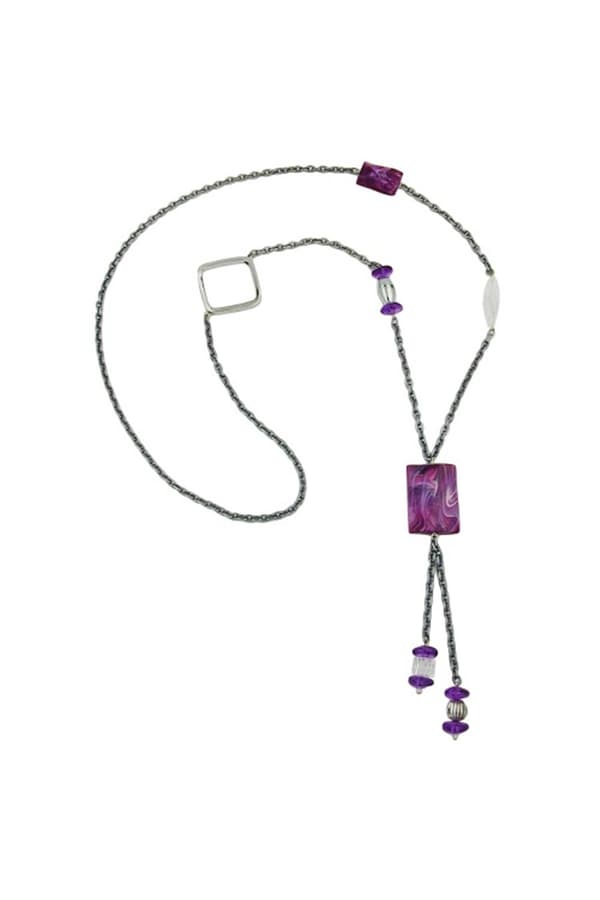 Necklace Purple Beads 95cm - GL02595