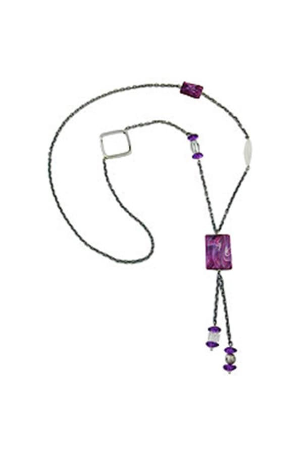 Necklace Purple Beads 95cm - GL02595