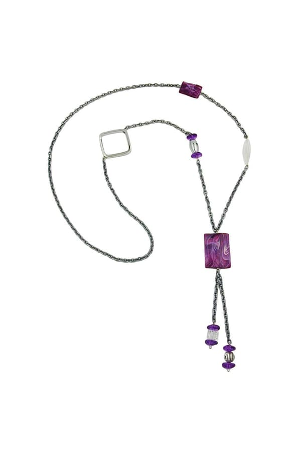 Necklace Purple Beads 95cm - GL02595