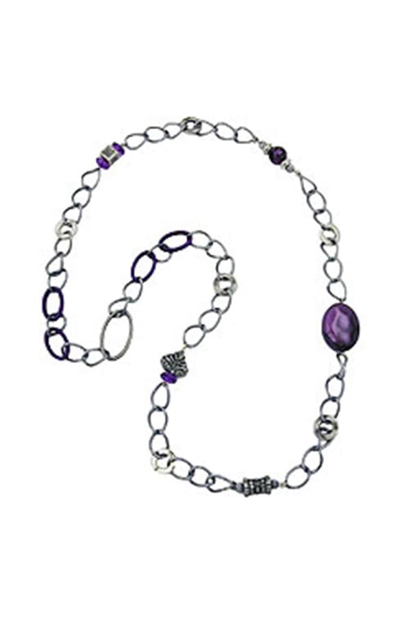 Necklace Purple Beads 95cm - GL02587