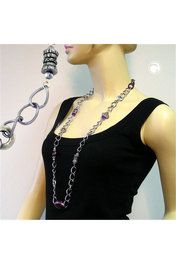 Necklace Purple Beads 95cm - GL02587