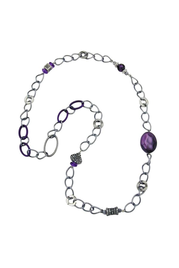Necklace Purple Beads 95cm - GL02587