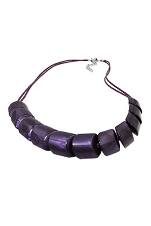 Necklace Slanted Beads Lilac-Shining Cord Lilac - GL02526