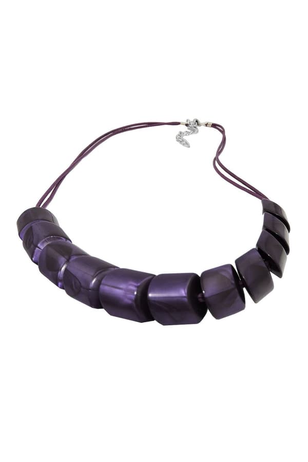 Necklace Slanted Beads Lilac-Shining Cord Lilac - GL02526