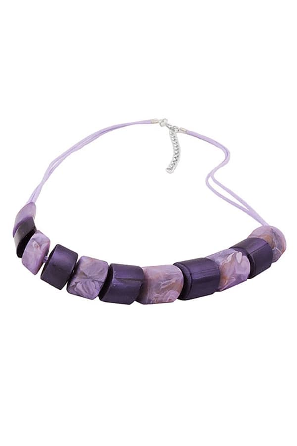 Necklace Slanted Beads Lilac-Mixed Cord Light Lilac - GL02415