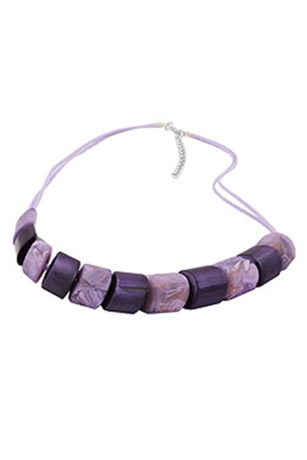 Necklace Slanted Beads Lilac-Mixed Cord Light Lilac - GL02415