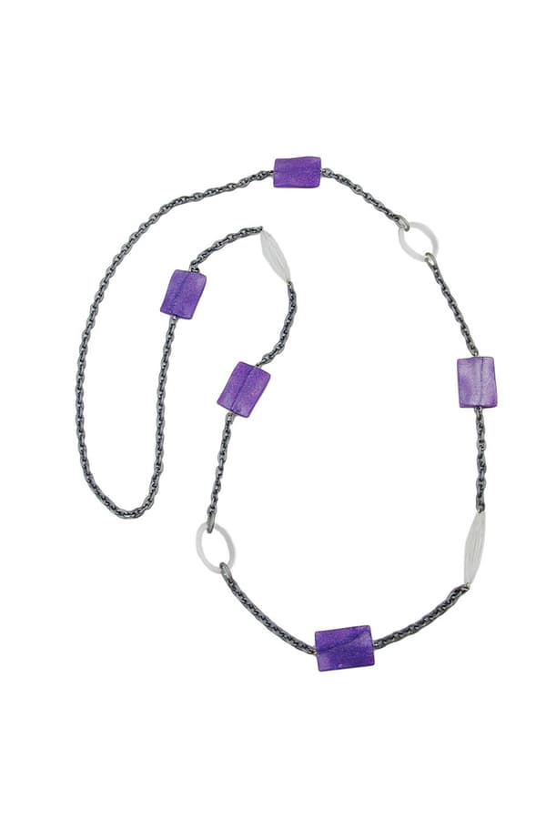 Necklace Pillow Lavender-Silver Crystal 100cm - GL01975