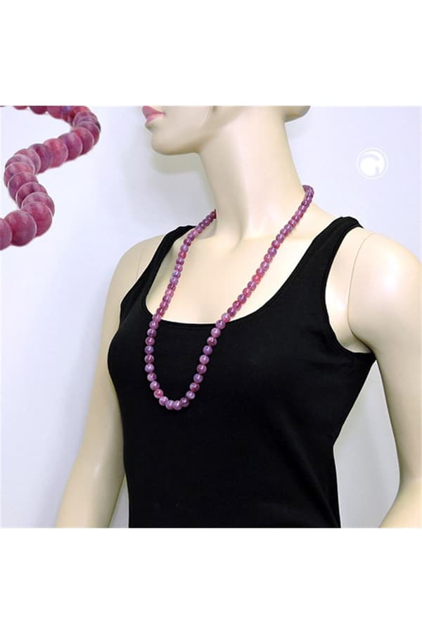 Necklace Beads 10mm Lilac-Purple 80cm - GL01504-80