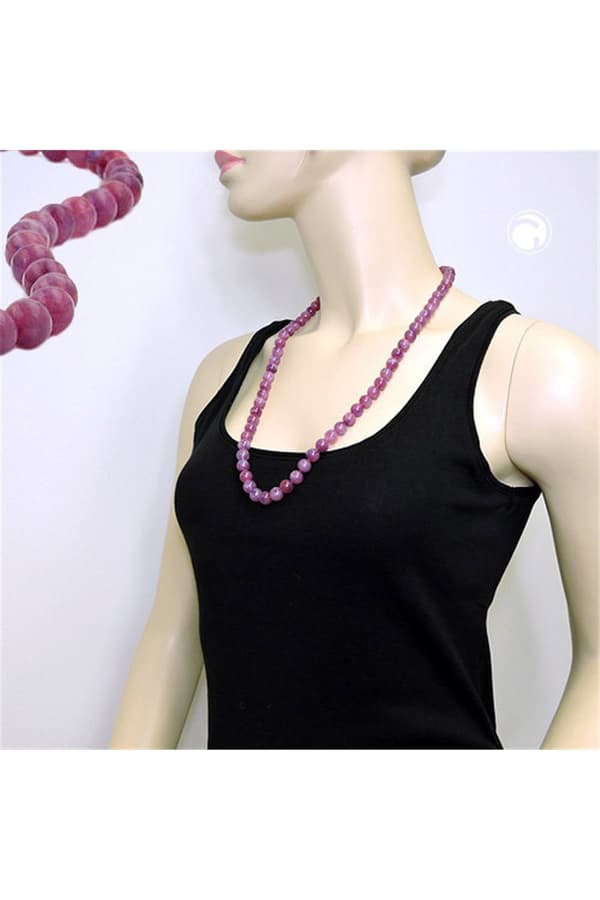 Necklace Beads 10mm Lilac-Purple 70cm - GL01504-70