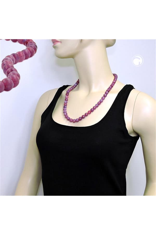 Necklace Beads 10mm Lilac-Purple 60cm - GL01504-60