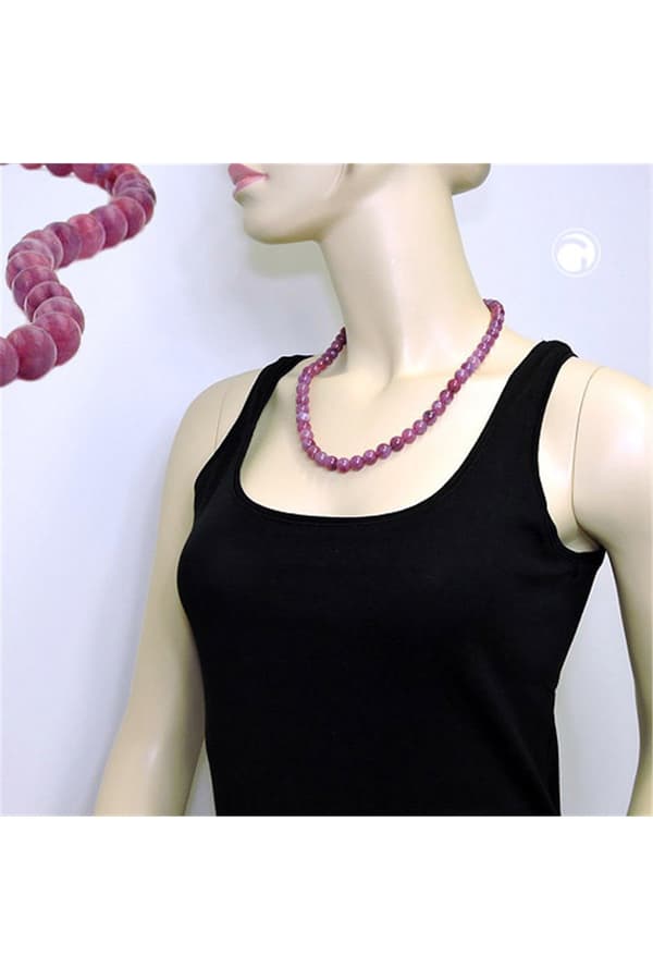 Necklace Beads 10mm Lilac-Purple 55cm - GL01504-55