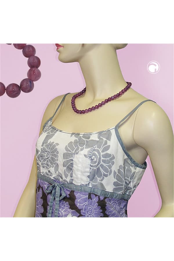 Necklace Beads 10mm Lilac-Purple 50cm - GL01504-50