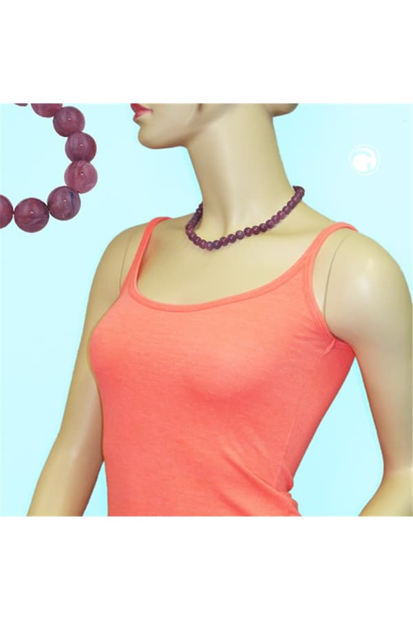 Necklace Beads 10mm Lilac-Purple 45cm - GL01504-45