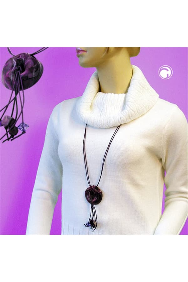 Necklace Rings Glossy Lavender 100cm - GL01069