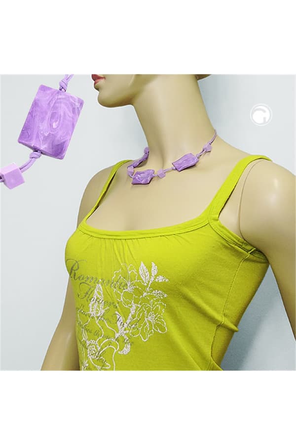 Necklace Wavy Tetragon White-Lavender - GL01042