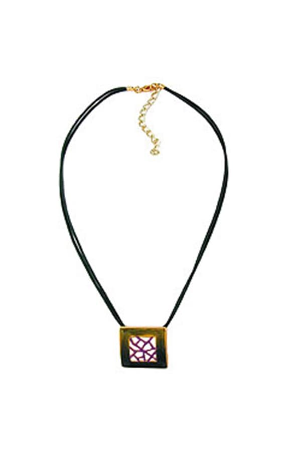 Necklace Square Green-Purple 42cm - GL00426