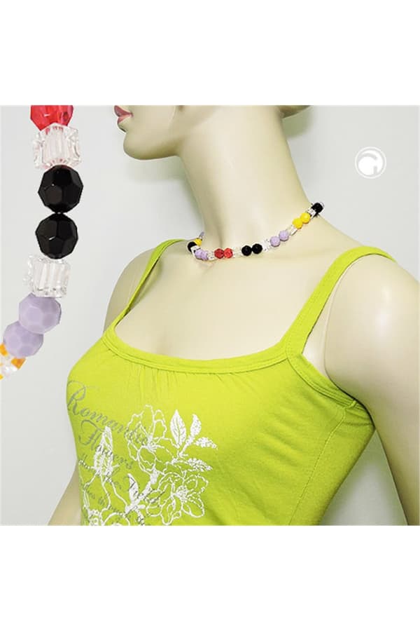 Necklace Honeycomb Beads Multicolor Faceted - GL01314
