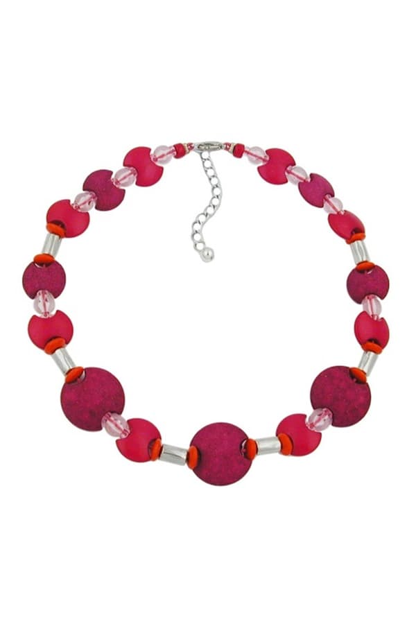 Necklace Pink-Red Matte-Shiny 42cm - GL05255