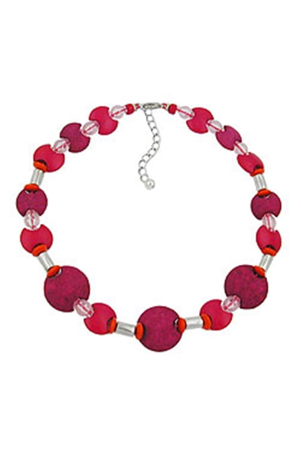 Necklace Pink-Red Matte-Shiny 42cm - GL05255