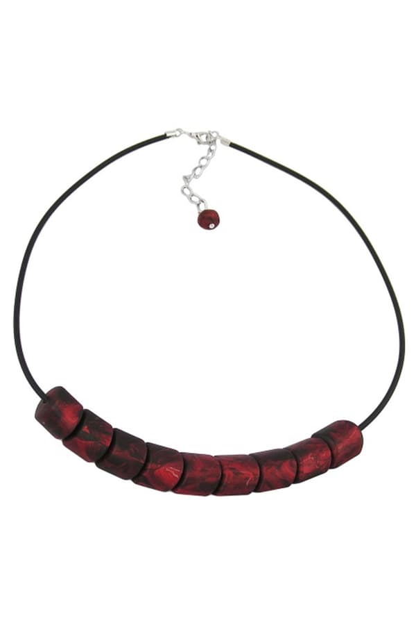 Necklace Beads Red Rubber-Chain 45cm - GL04360