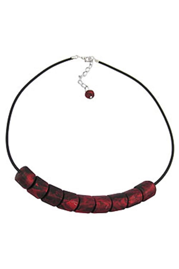 Necklace Beads Red Rubber-Chain 45cm - GL04360