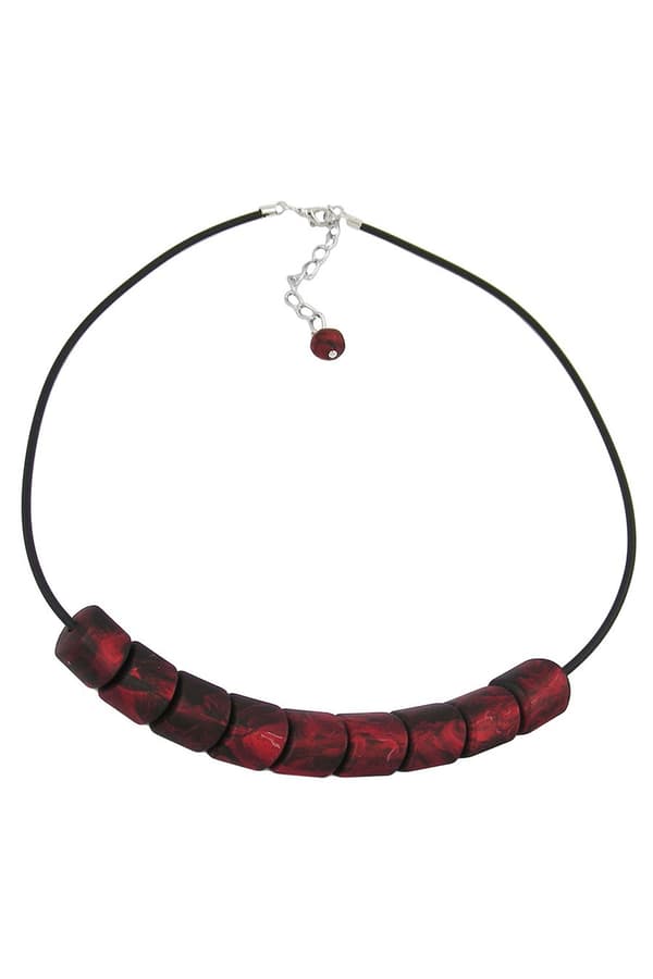Necklace Beads Red Rubber-Chain 45cm - GL04360
