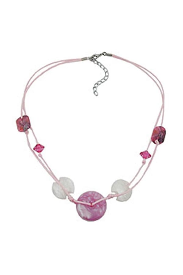 Necklace Pink Disk And Cord 50cm - GL02790