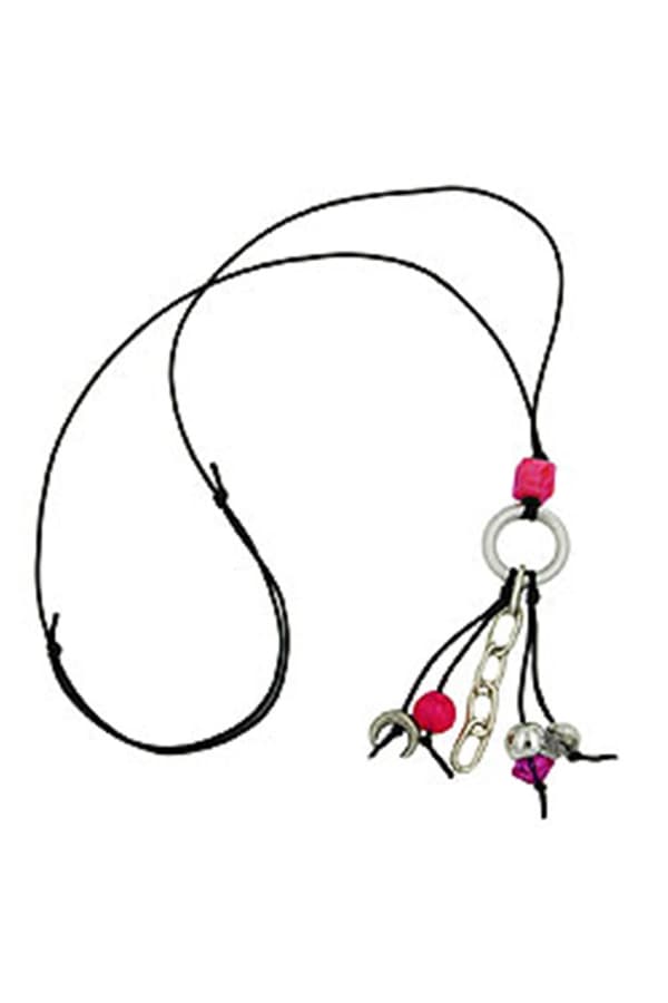 Necklace Silver-Grey / Pink Beads - GL02749