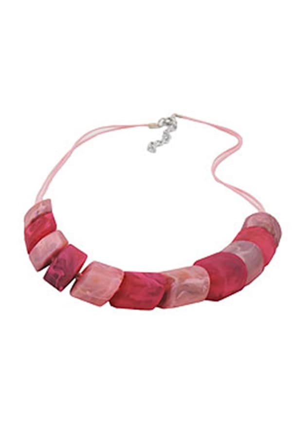 Necklace Slanted Beads Pink-Mixed - GL02647