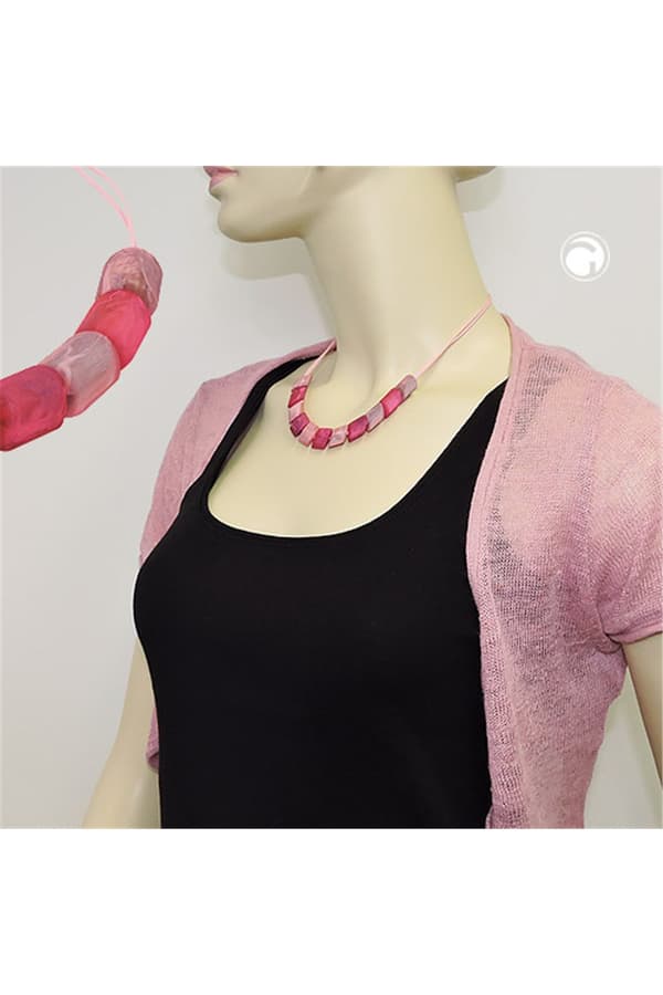 Necklace Slanted Beads Pink-Mixed - GL02647