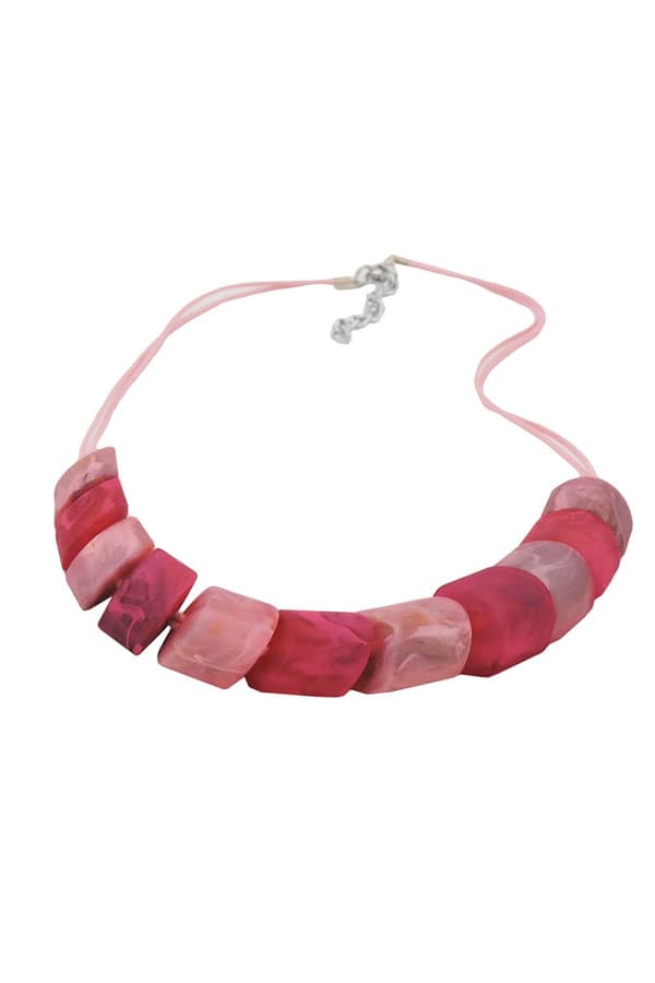 Necklace Slanted Beads Pink-Mixed - GL02647