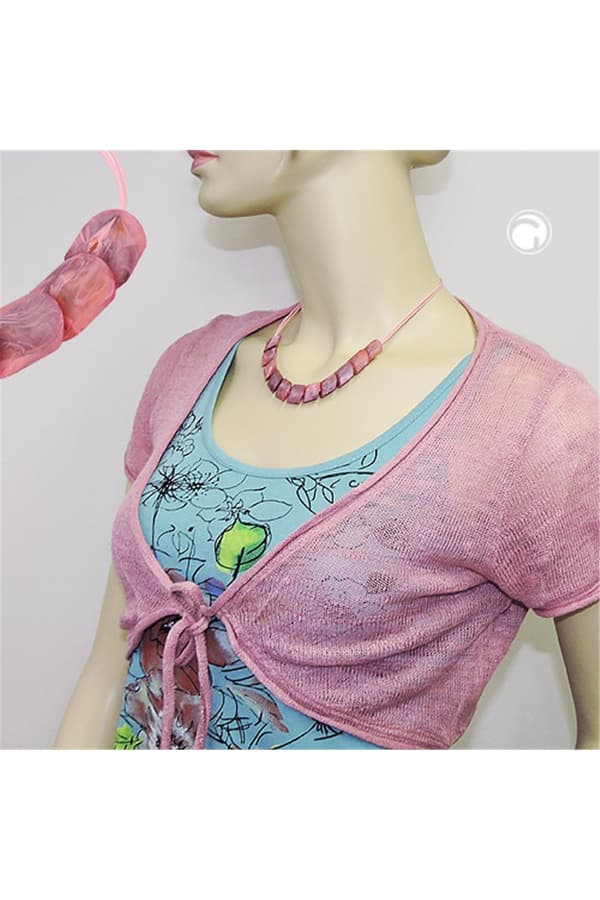Necklace Slanted Beads Rose-Marbled - GL02605