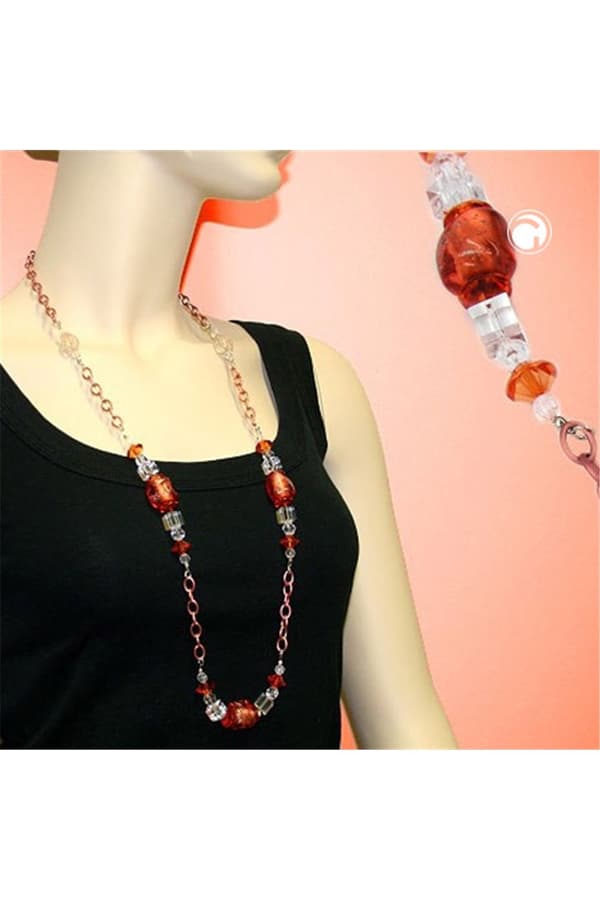 Necklace Stone-Pearl Anchor Chain 90cm - GL02444