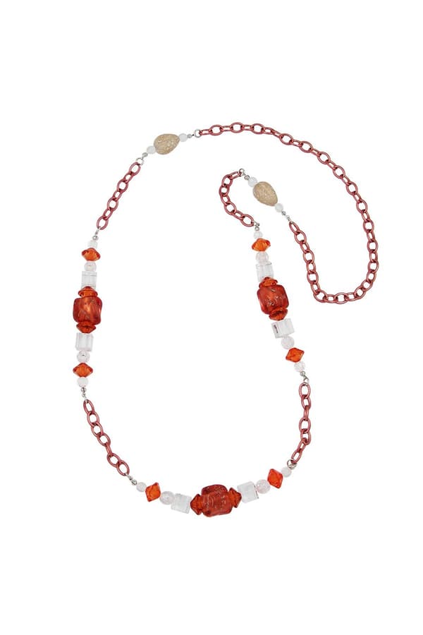 Necklace Stone-Pearl Anchor Chain 90cm - GL02444