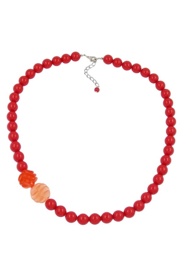 Necklace Beads 12mm Red 60cm - GL02384