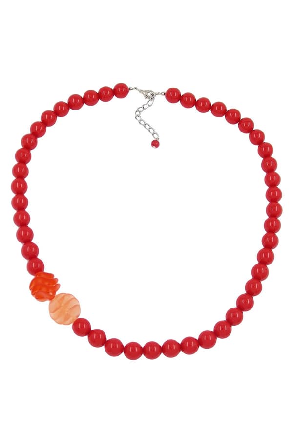 Necklace Beads 12mm Red 60cm - GL02384