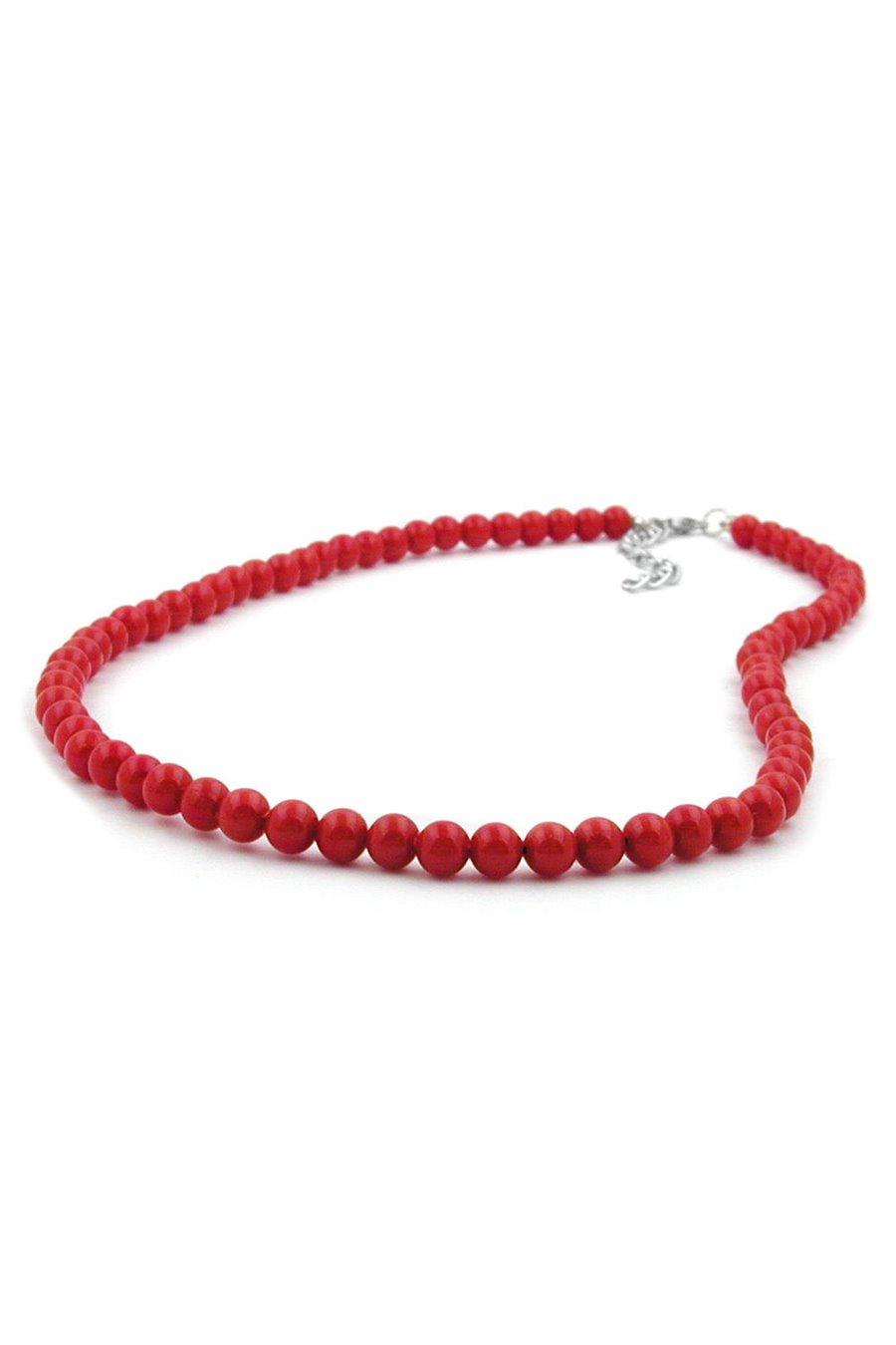 NECKLACE BEADS 6MM RED SHINY 55CM