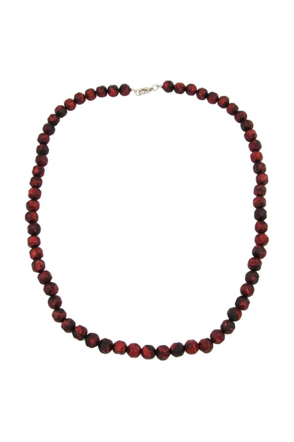 Necklace Baroque Beads 10mm Red/Black Marbled - GL02147