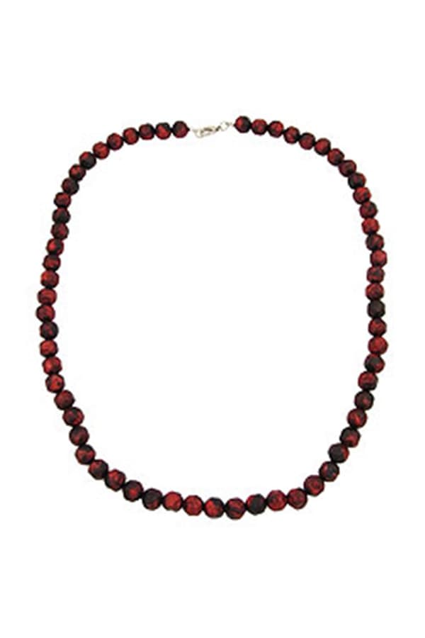 Necklace Baroque Beads 10mm Red/Black Marbled - GL02147