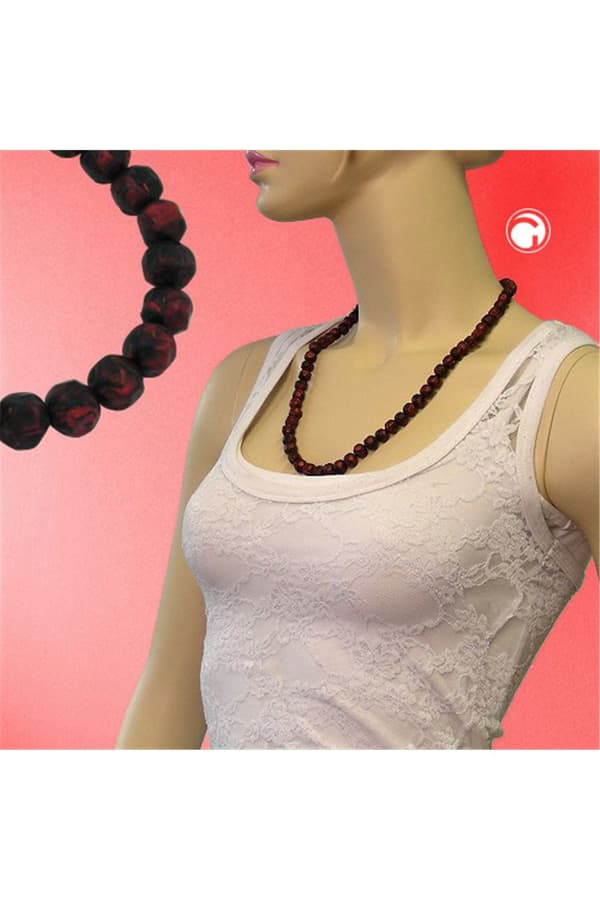 Necklace Baroque Beads 10mm Red/Black Marbled - GL02147
